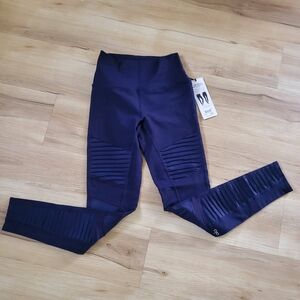 ALO Yoga Deep Navy Moto Pleated Leggings